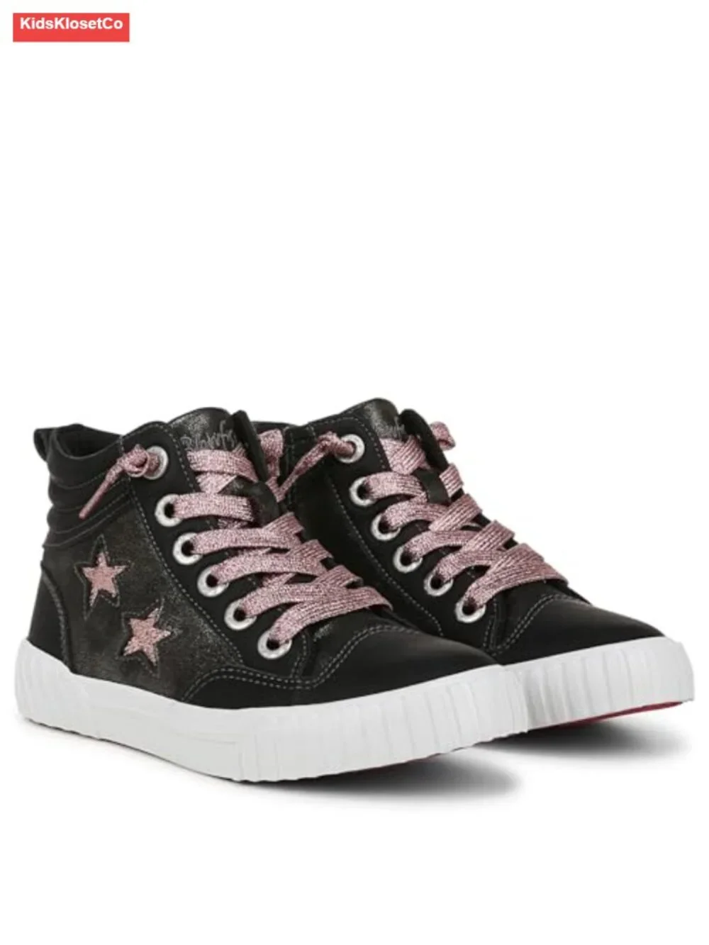 Girls High Top Sneakers Faux Leather Side Zipper Star Details